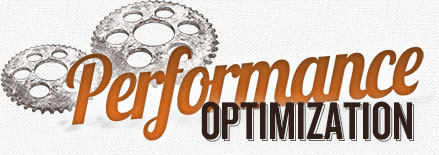 Performance Optimization text overlapping a sketch of two gears